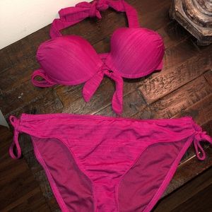 Maroon Halter Triangle Bikini Set